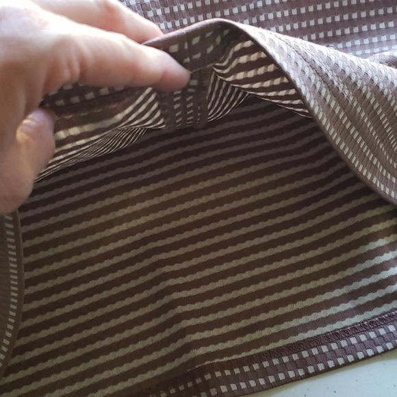 Loft Dress 8 Sleeveless Scalloped Tan White Gingham Plaid Office Career Wedding - Picture 10 of 12